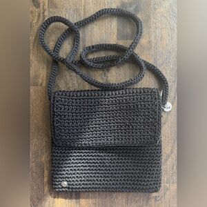 The Sak Mini Black Crochet Crossbody Bag